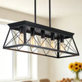 5-Light Black Farmhouse Chandelier with Adjustable Rods - Elirian