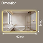 Wall-Mounted Touch Control Anti-Fog Bathroom LED Vanity Mirror