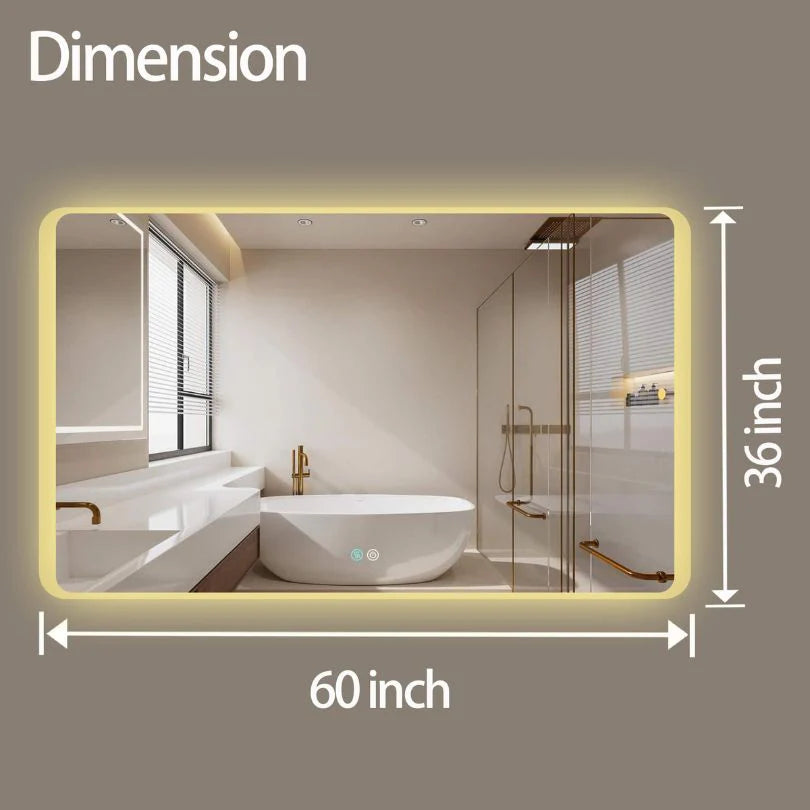 Wall-Mounted Touch Control Anti-Fog Bathroom LED Vanity Mirror