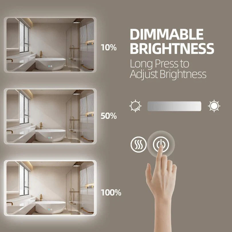 Wall-Mounted Touch Control Anti-Fog Bathroom LED Vanity Mirror