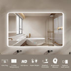 Wall-Mounted Touch Control Anti-Fog Bathroom LED Vanity Mirror
