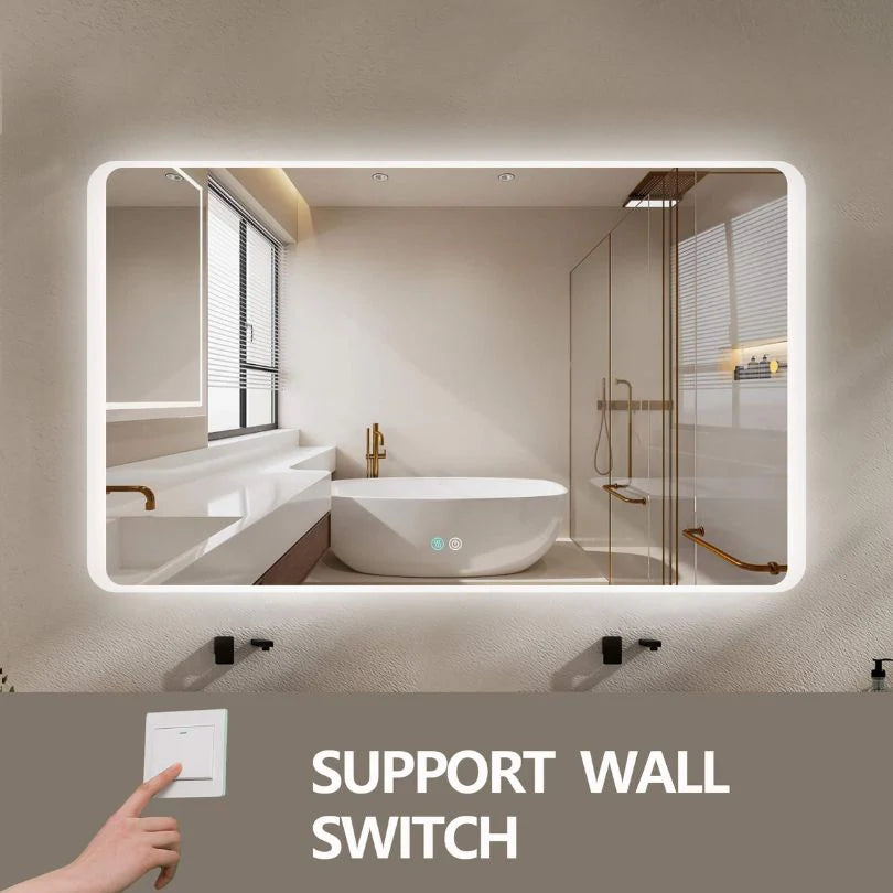 Wall-Mounted Touch Control Anti-Fog Bathroom LED Vanity Mirror