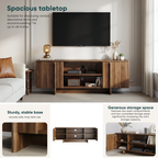 Mid-Century Walnut TV Stand with Double Doors and Open Shelving - Elirian