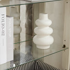 Antique White Lighted Curio Cabinet with Glass Doors and Adjustable Shelves - Elirian