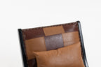 Mid-Century Antique Brown Leather Accent Chair with Solid Wood Frame - Elirian