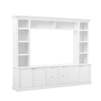 White Modern TV Stand with Bookcase for TVs up to 65 inch - Elirian