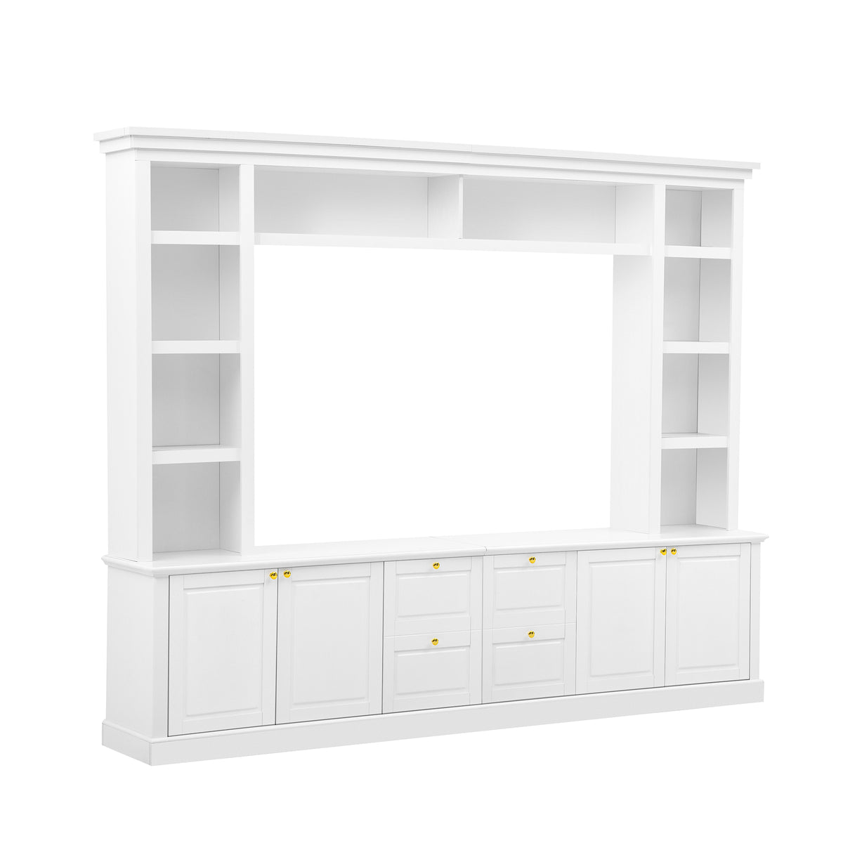 White Modern TV Stand with Bookcase for TVs up to 65 inch - Elirian