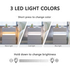 White Acrylic LED Nightstand with Three Drawers and Open Shelf
