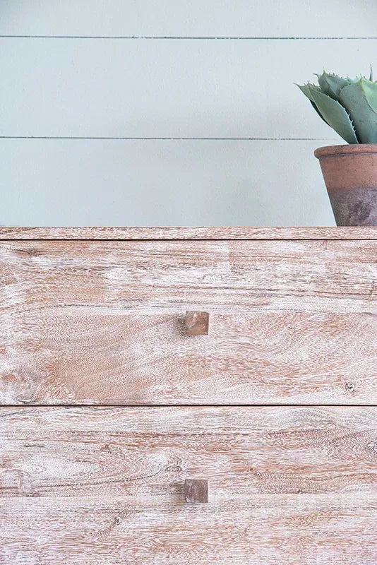 Meuble TV en bois courbé avec 2 portes en rotin et 3 tiroirs