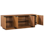 Fluted Coffee Table & TV Console Set in Warm Brown - Elirian