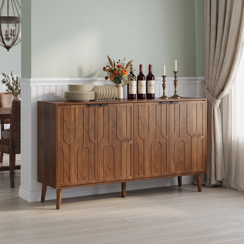 Walnut Mid-Century Sideboard with Paperclip Doors - Elirian