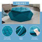 Velvet Diamond Tufted Storage Ottoman, Blue - Elirian