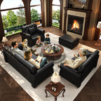 Faux Leather Modular Ottoman in Black - Elirian
