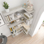 Light Gray Freestanding Corner Bookshelf with Anti-Tip Safety Design - Elirian