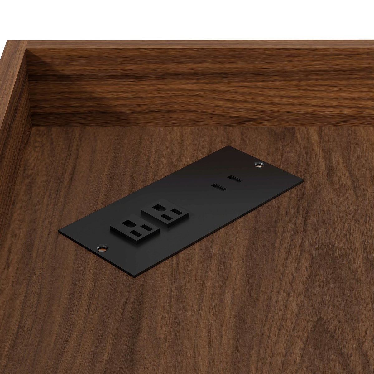 Walnut Corner Storage Cabinet with Charging Station and 6 Cubbies - Elirian