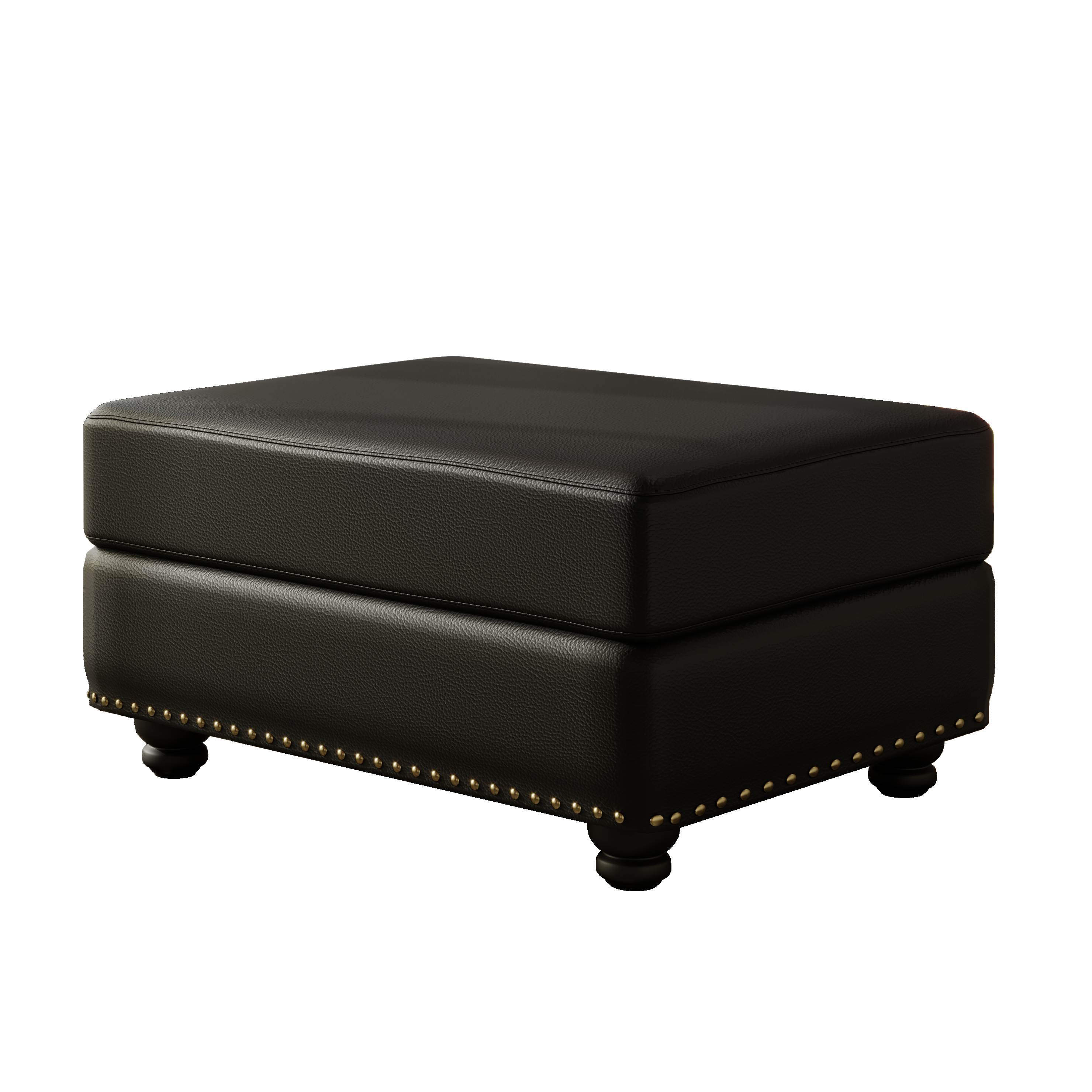 Faux Leather Modular Ottoman in Black - Elirian