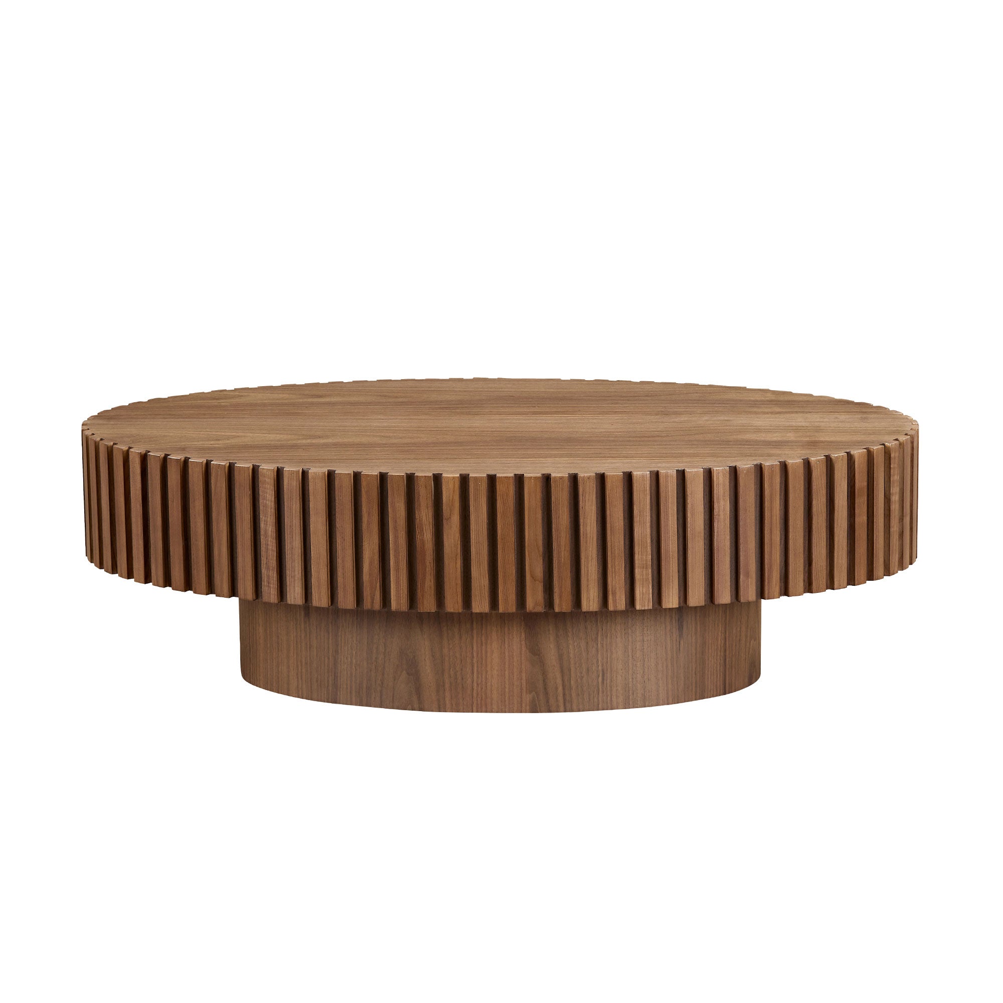 Handcrafted Oval Drum Coffee Table in Walnut - Elirian
