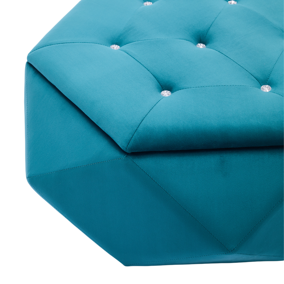 Velvet Diamond Tufted Storage Ottoman, Blue - Elirian
