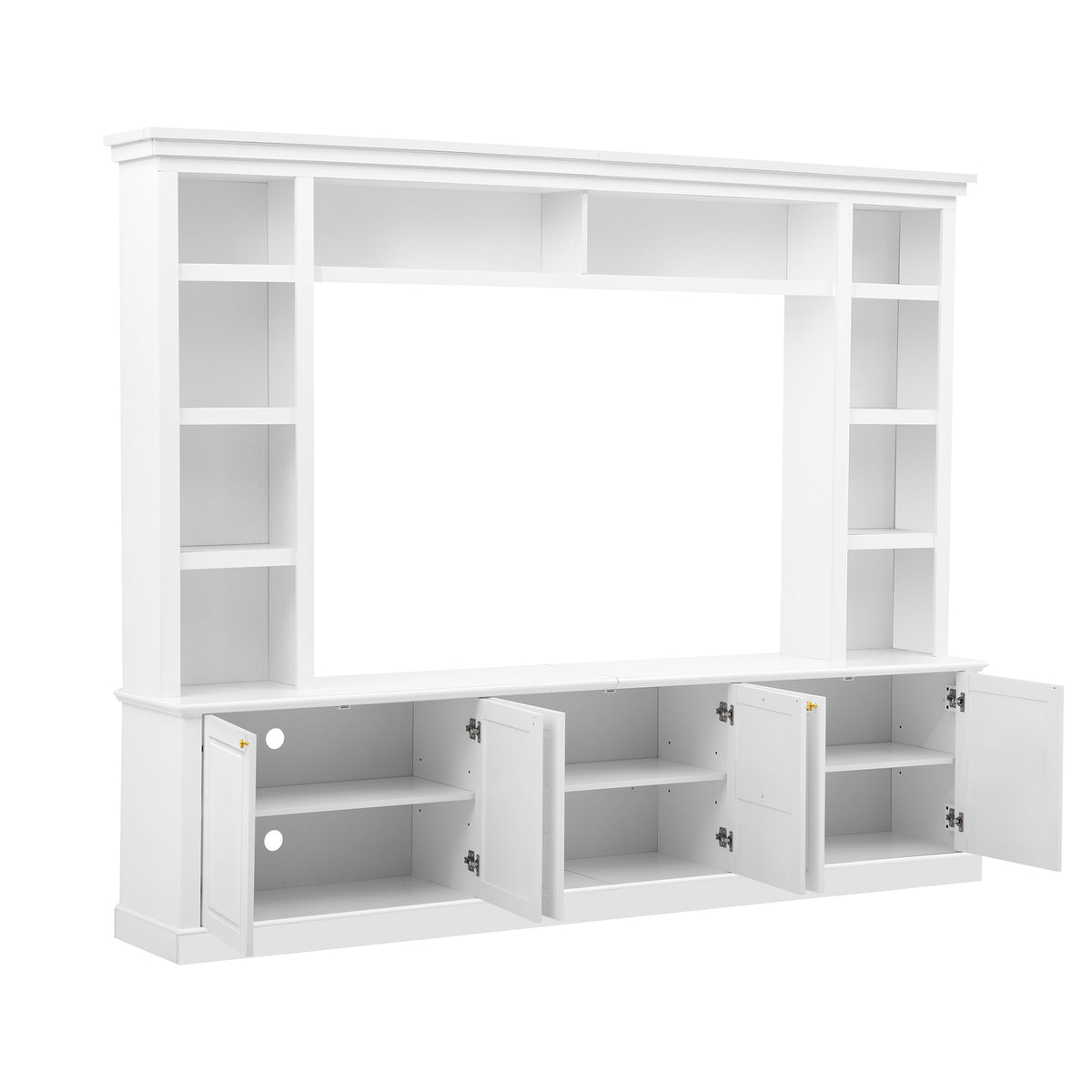 White Modern TV Stand with Bookcase for TVs up to 65 inch - Elirian