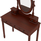 Vintage Walnut Vanity Desk Set with Adjustable Mirror & Velvet-Lined Drawers - Elirian