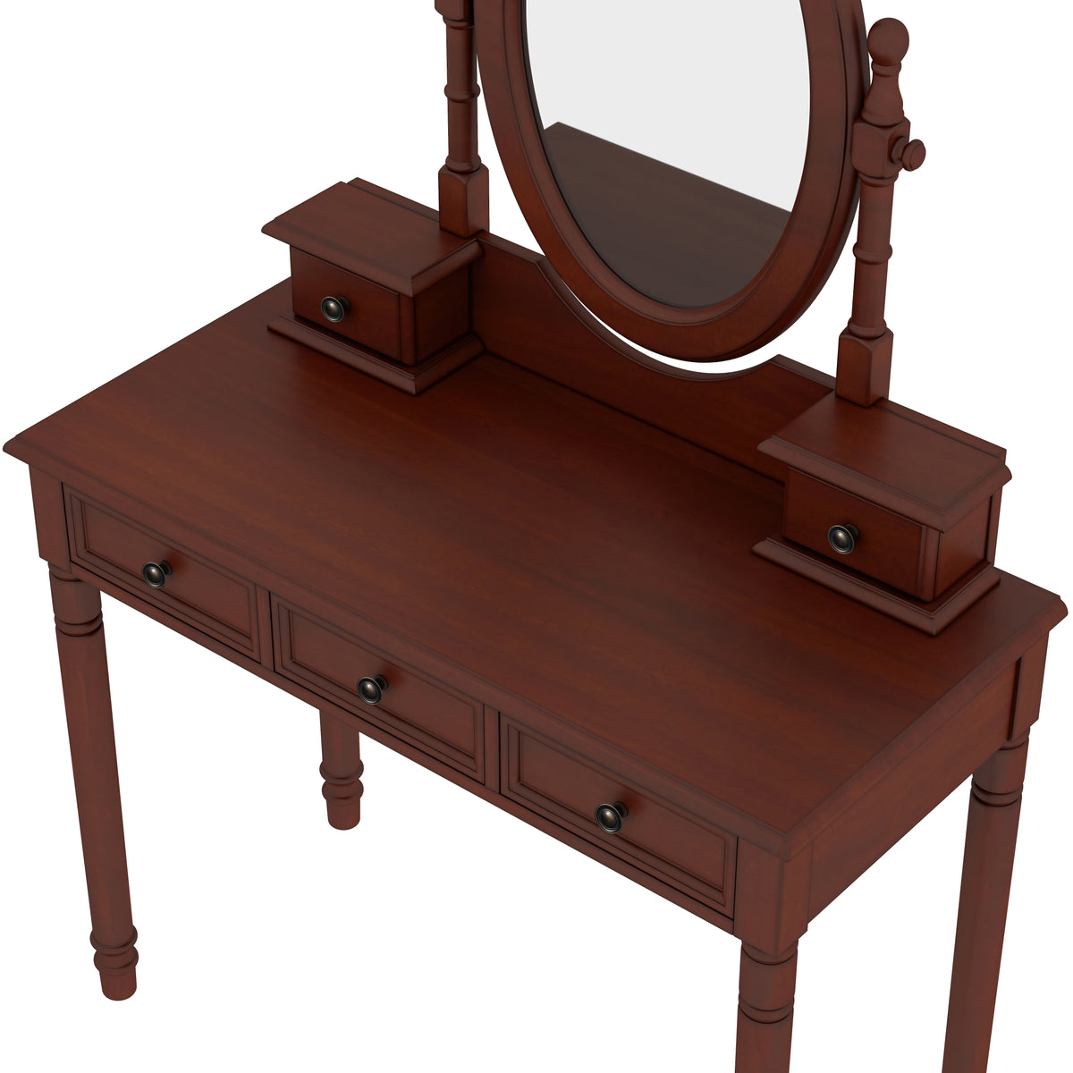 Vintage Walnut Vanity Desk Set with Adjustable Mirror & Velvet-Lined Drawers - Elirian
