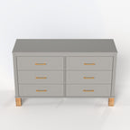 Gray 6-Drawer Double Dresser with Metal Handles and Solid Wood Legs - Elirian