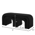 U-Shaped Teddy Ottoman Bench Set of 3, Black - Elirian