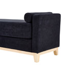 Sherpa Fleece Upholstered Bench with Bolster Pillows, Black - Elirian