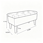 Velvet Storage Ottoman Bench with Built-in Tray, Grey - Elirian