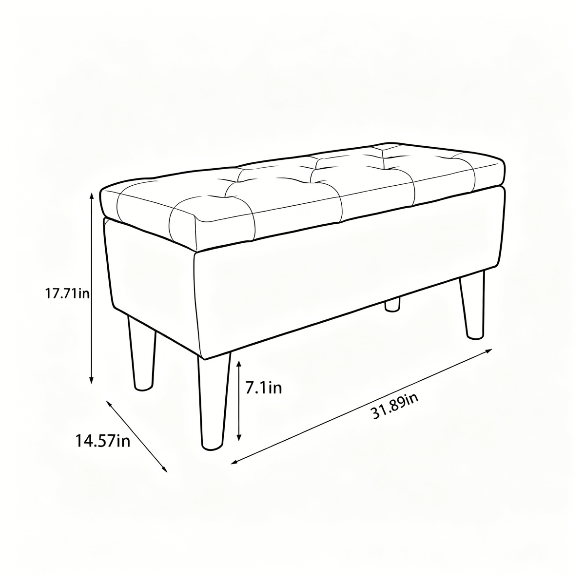 Velvet Storage Ottoman Bench with Built-in Tray, Grey - Elirian