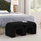 U-Shaped Teddy Ottoman Bench Set of 3, Black - Elirian
