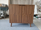 Farmhouse Walnut Sideboard Buffet Cabinet with Slatted Doors, 31.5" W - Elirian