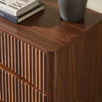 Fluted Walnut 3-Drawer Dresser, Set of 2 - Elirian