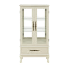 Antique White Lighted Curio Cabinet with Glass Doors and Adjustable Shelves - Elirian