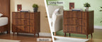 Fluted Walnut 3-Drawer Dresser, Set of 2 - Elirian