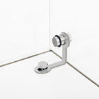 White tempered glass display cabinet corner shelf with chrome hardware and adjustable feet - Elirian