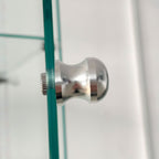 White tempered glass display cabinet with chrome knob and lock mechanism - Elirian