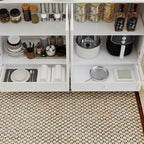 White Arched Glass Sideboard Buffet Cabinet with 2 Drawers and 4 Glass Doors - Elirian