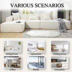 Modern beige L-shaped sectional sofa with tofu block design and left-hand chaise lounge - Elirian