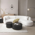 Table basse ronde en placage de bois noir, fabriquée à la main, avec piètement doré