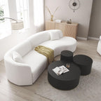 Table basse ronde en placage de bois noir, fabriquée à la main, avec piètement doré