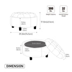 Round Storage Ottoman with Reversible Lid, Blue Fleece - Elirian