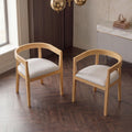 Curved Back Upholstered Dining Chairs with Solid Wood Frame, Set of 2 (Natural) - Elirian