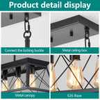 5-Light Black Farmhouse Chandelier with Adjustable Rods - Elirian
