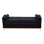 Sherpa Fleece Upholstered Bench with Bolster Pillows, Black - Elirian