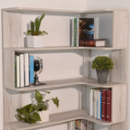 Light Gray Freestanding Corner Bookshelf with Anti-Tip Safety Design - Elirian