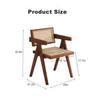 Mid-Century Rattan Accent Dining Chairs, Set of 2, Walnut - Elirian