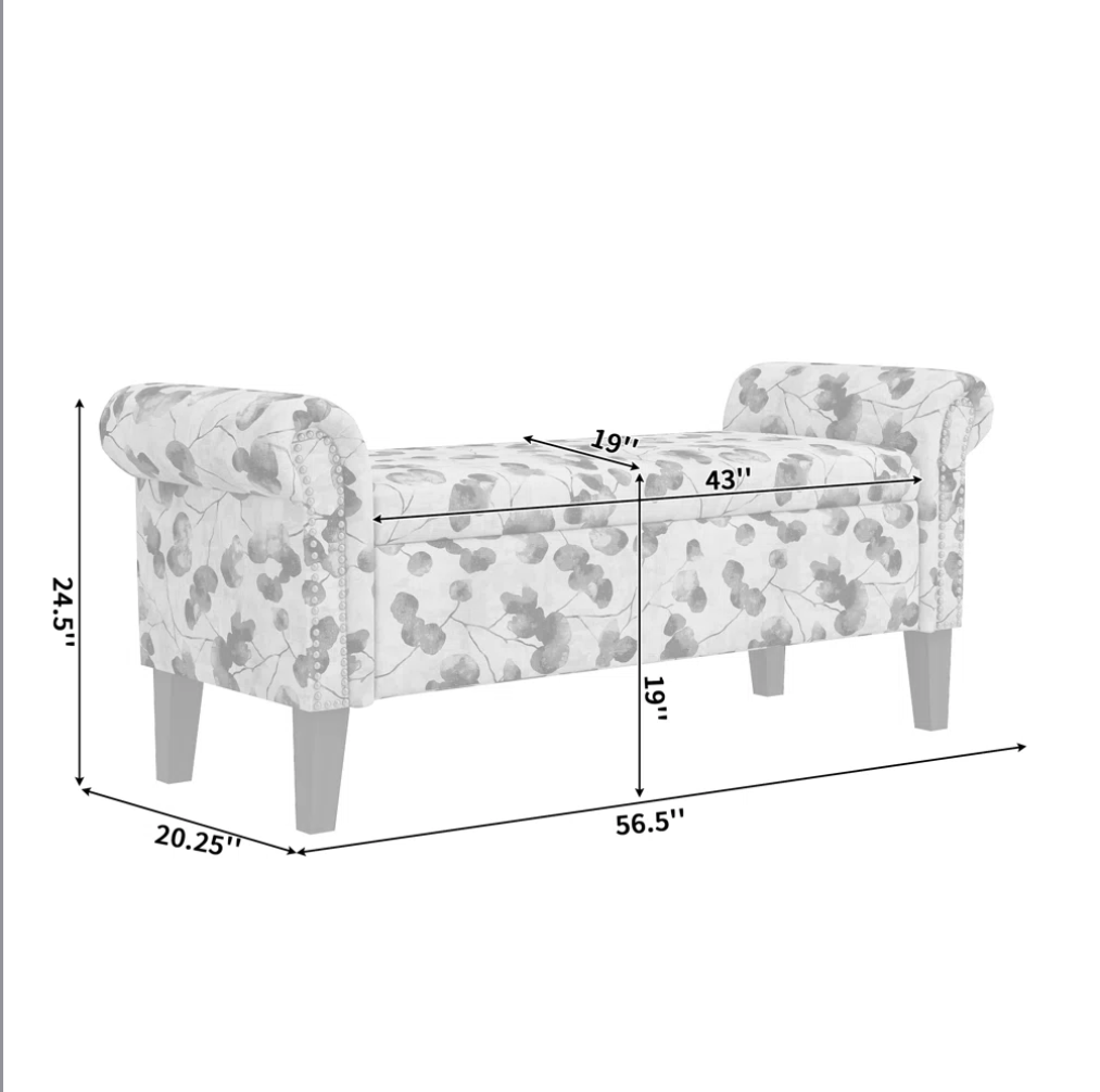 Conrad Floral Storage Ottoman Bench - Elirian