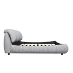 King Size Grey Upholstered Platform Bed with Oversized Padded Headboard - Elirian