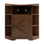 Walnut Corner Storage Cabinet with Charging Station and 6 Cubbies - Elirian
